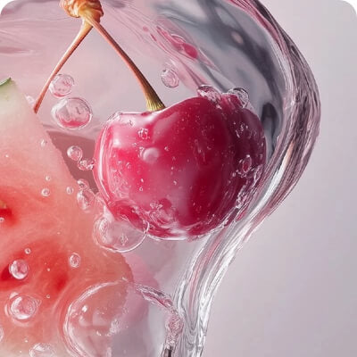 Opplev den forfriskende smaken av kirsebær og vannmelon i Hydra.sci kollagenvann – naturlig, sukkerfri og full av velvære.