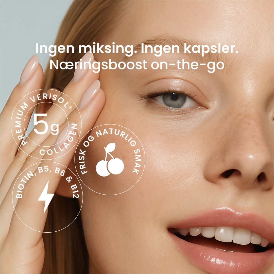 Få en daglig dose av biotin, vitaminer og 5g VERISOL® kollagen – uten miksing eller kapsler. Hydra.sci gir deg en frisk smak og skjønnhetsfordeler på farten.